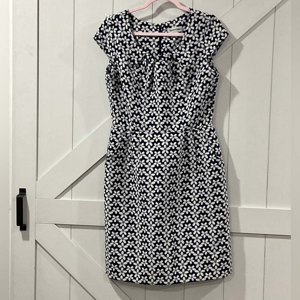 Shelby & Palmer Navy and White Midi Dress